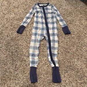 Angel Dear Blue and Cream Plaid Footie